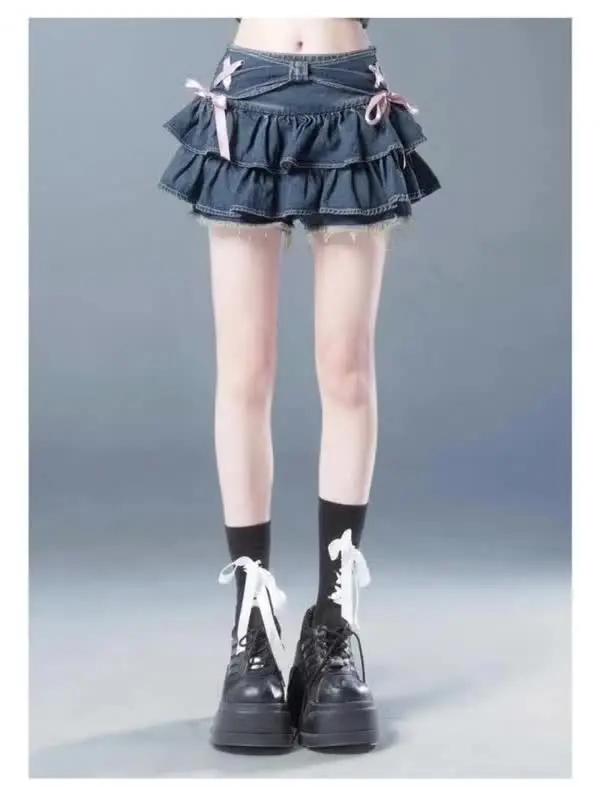 ★ELF SACK ★y2k デニム 花柄 Aライン ミニスカート/送料込 ☆ELF SACK ☆y2k デニム 花柄 Aライン ミニスカート/送料込