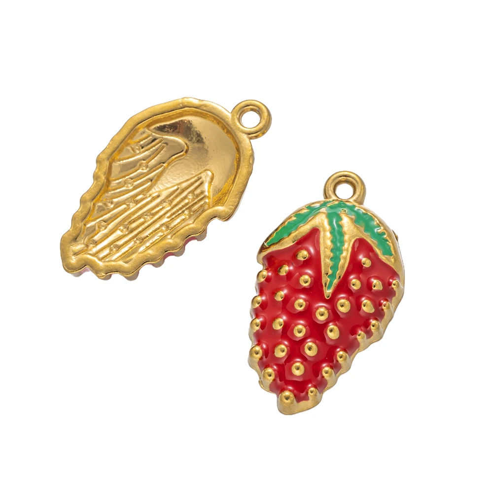 2 Stück Edelstahl Banane Erdbeere Charms Anhänger für DIY Halsketten Armbänder Schmuckherstellung Zubehör Zubehör Erkenntnisse – Detail 2