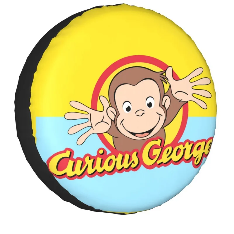 

Curious George Monkey Spare Tire Cover Case Bag Pouch Children's Books Wheel Covers for Jeep Hummer 14" 15" 16" 17"