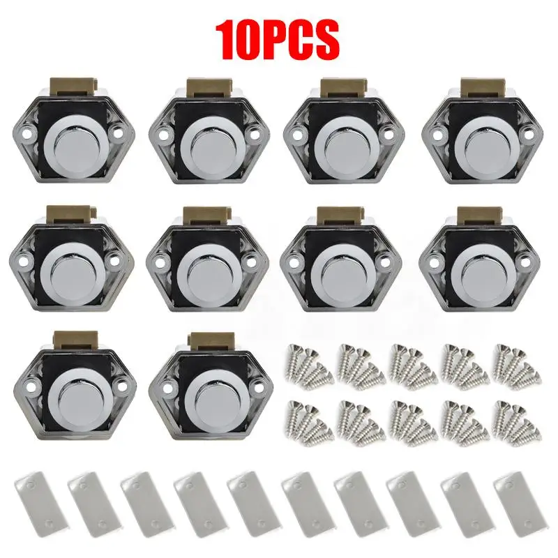 10/4pcs Diameter 20mm Camper Car Push Lock Camping RV Caravan Boat Cabinet Drawer Latch Button Locks For Furniture Hardware | Автомобили и
