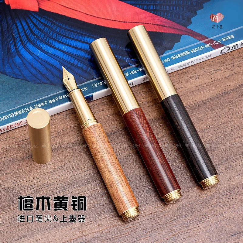 High Quality Mini Wooden Fountain Pen With Imported Ink Converter Sandalwood Copper Pen Pocket Calligraphy Pen