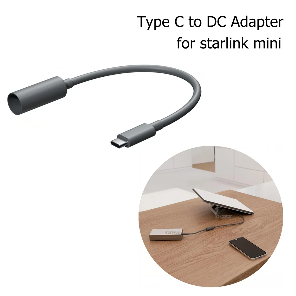 Description Picture 2 of itemUSB C to DC Power Cable for Starlink Mini 65W+ PD Compatible Outdoor Splash Proof Port Portable Extension Power Cord Durable PVC