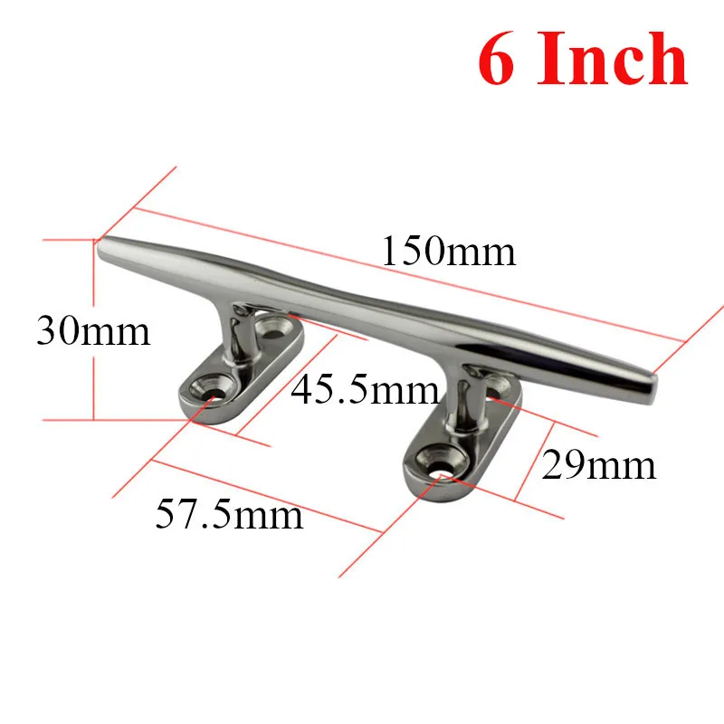 2Pcs Marine 316 Stainless Steel Boats Open Base Dock Cleats with Mounting Screws Yacht Kayak Mooring Accessories 4/5/6/8/10inch - 18