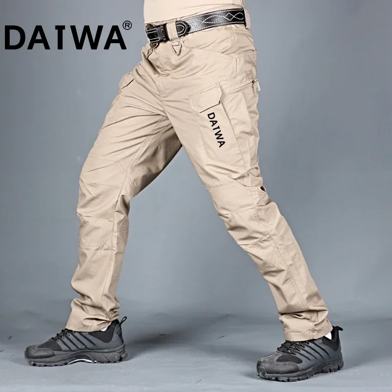 Datwa Fishing Pants Solid Pockets Camouflage Outdoor Sport Tactical Military Cargo Pants Elastic Mens Clothes Fishing