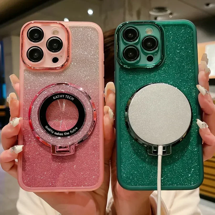 Glitter Ring Holder TPU Case with Lens Protector - Soft Silicone Cover