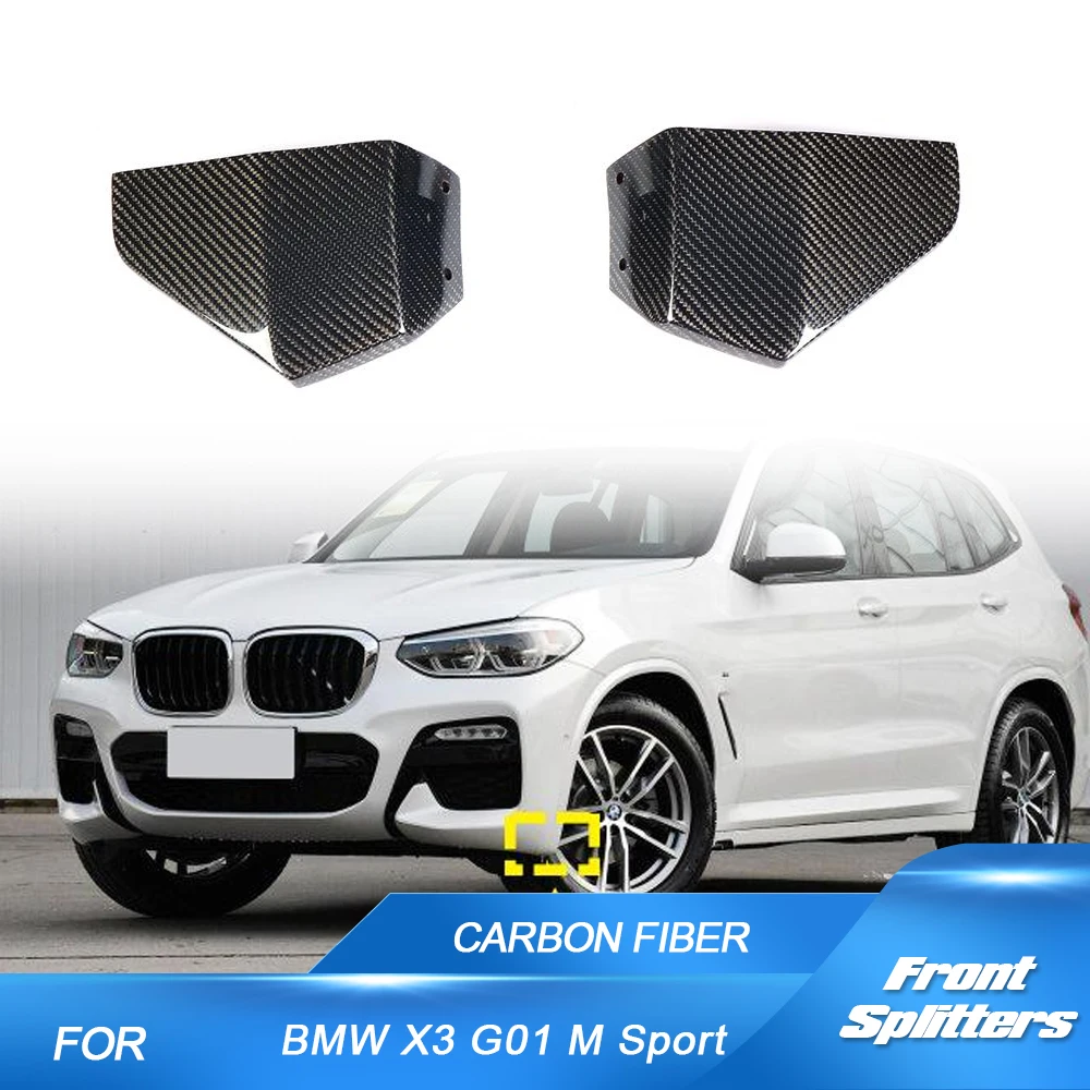 Разветвители для переднего бампера автомобиля для BMW X3 G01 M Sport 2017-2021, комплект для кузова автомобиля из углеродного волокна, сплиттер для губ для отделки экстерьера
