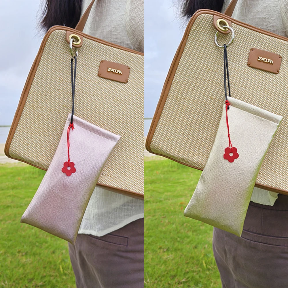 Men Women's Eyeglass Case Soft Leather Glasses Storage Bag Portable Hangable Pocket Cases Slim Travel Pouch For Sunglasses