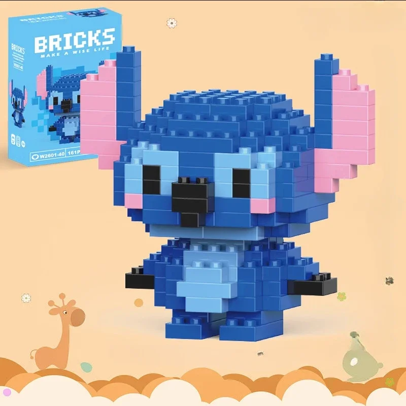 

Disney Stitch Building Blocks Cartoon Doll Model Children's Puzzle DIY Granule Assembling Toys School Holiday Gift Awards