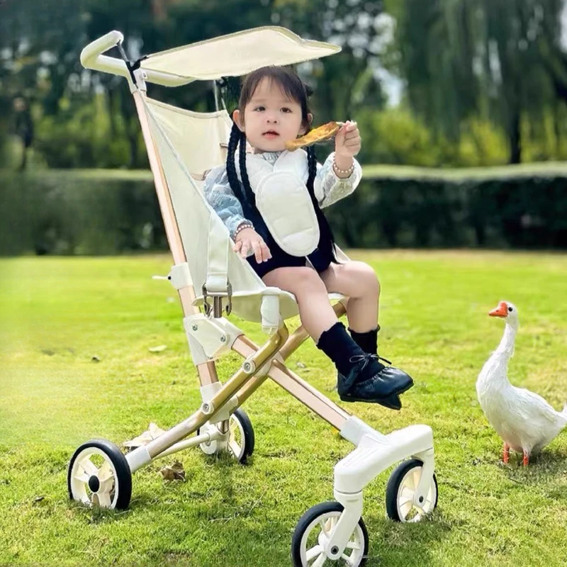 High Landscape Stroller Light Travel Trolley Light and Foldable Portable Travel Baby Stroller Four Wheel Trolley Cart