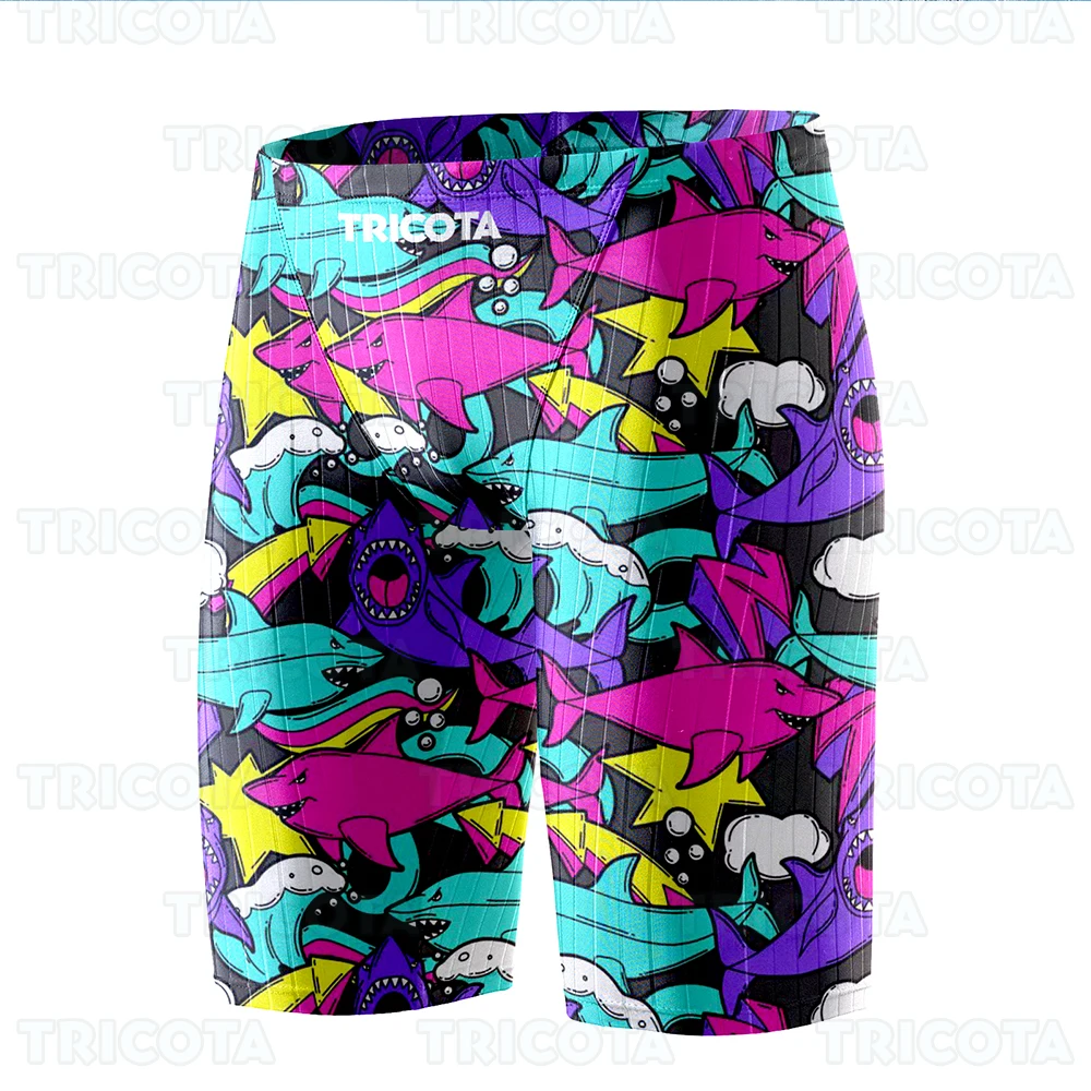 Summer Men Jammer Swimming Trunks Endurance Athletic Training Swim Shorts Outdoor Beach Quick Dry Tight Jammers Surfing Trunks
