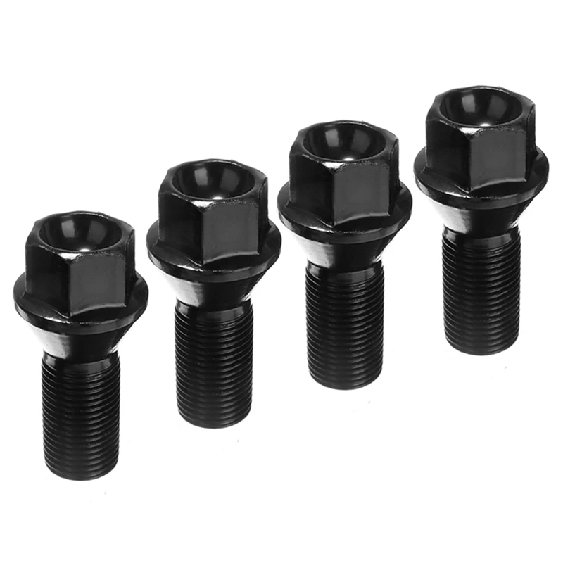 5Pcs M14 X 1.25 Black Wheel Locking Lug Bolt Nut Steel 36136781151 For -BMW X3 X5 E70 E71 F20 F25 X5 X6