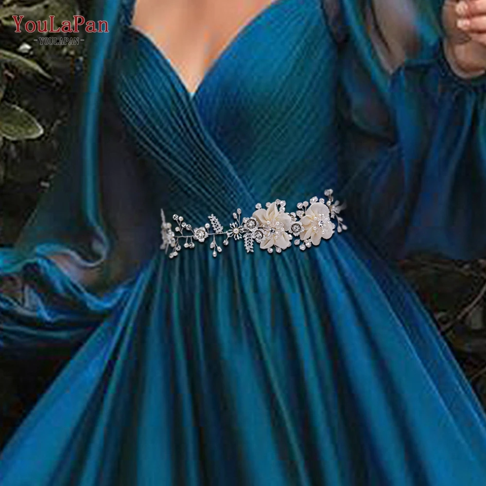 YouLaPan Bride Belt Shiny Crystal Women Handmade Belt  Accessories Alloy Flower Bride Evening Dress Belt Ornaments SH275