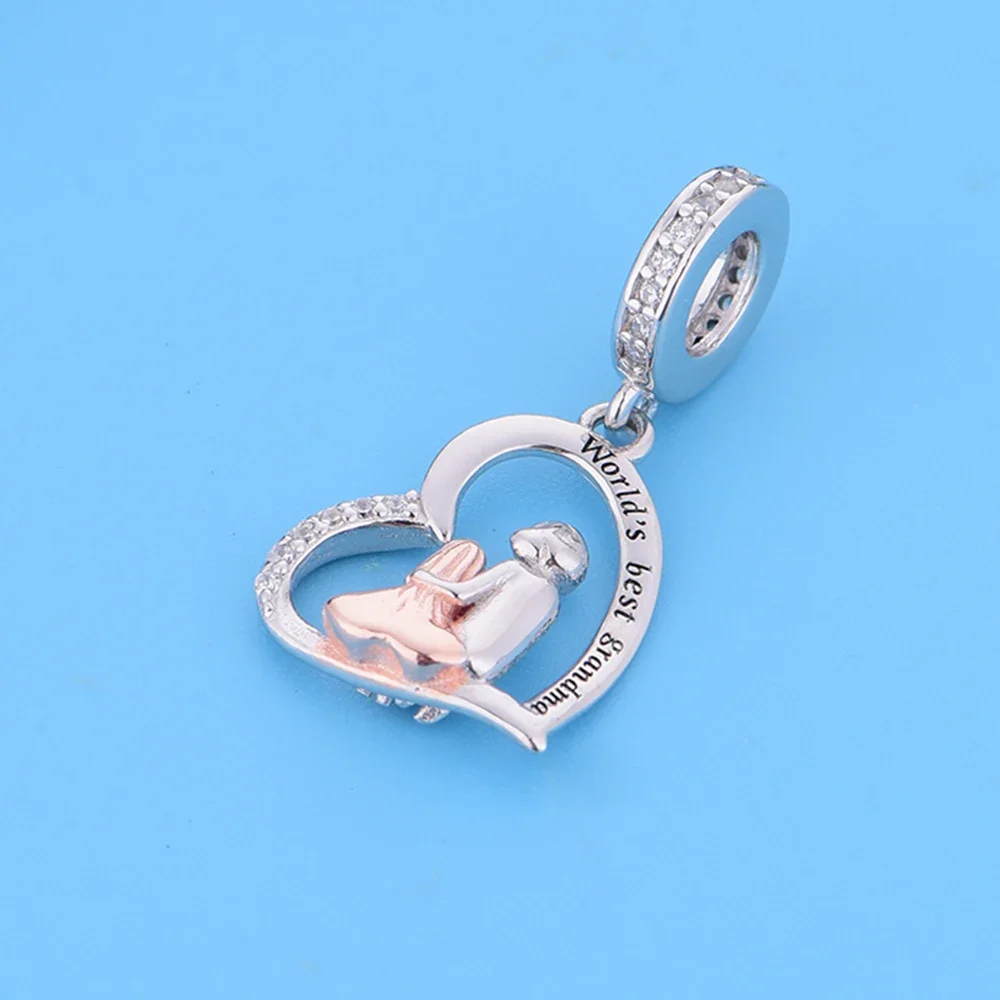 Fit Original Pan Charm Bracelet 925 Sterling Silver Grandma Granddaughter World's Best Grandma Bead For Making Women Berloque 2