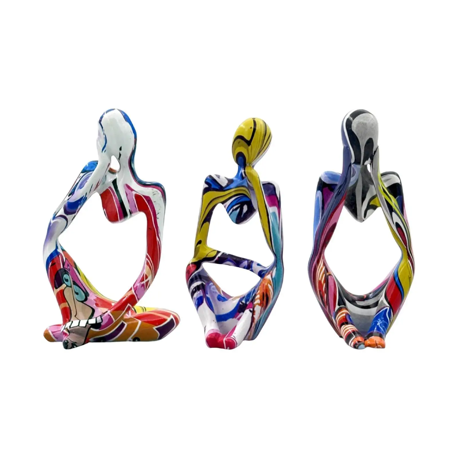 Thinker Resin Statue Figurine Table Centerpiece Desktop Decors Abstract Sculpture for Farmhouse Drawer Office Cabinet Bedroom