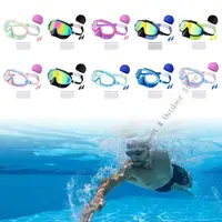 Kids Frogs Resistant Swim Goggles Wide View Swimming Goggles for Children Boy Girl Teen Includes Swim Hat and Earplugs