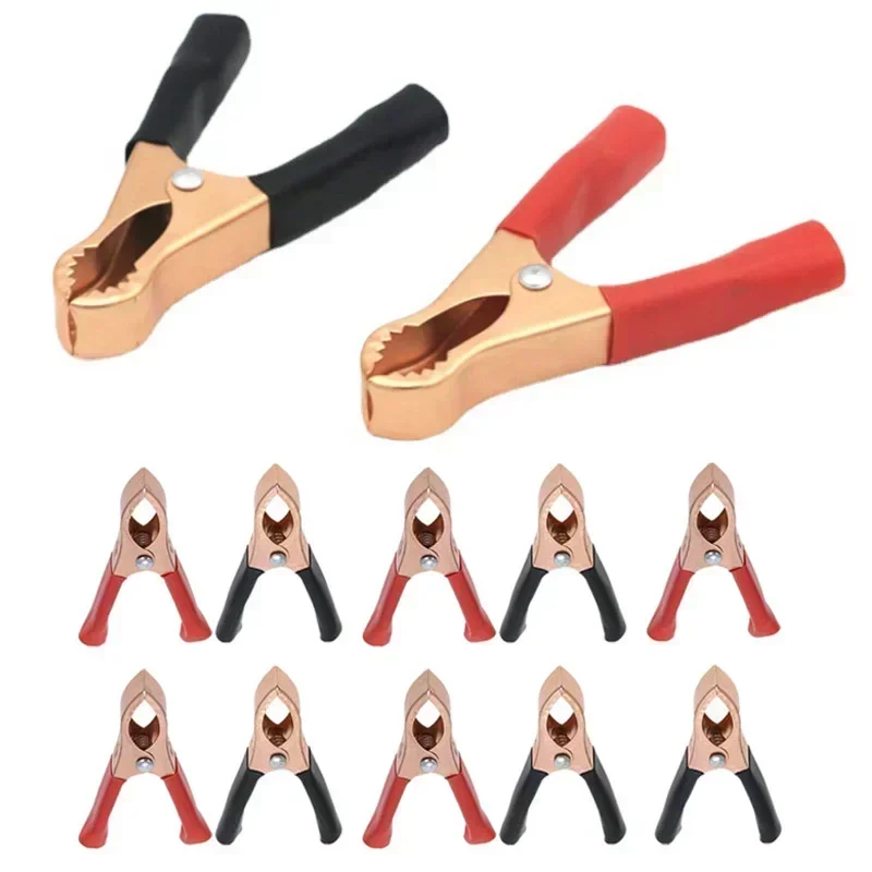 2/10x 50A Red + Black 75mm Crocodile Car Caravan Van Battery Test Lead Clips Alligator Clips Connector Plug Power