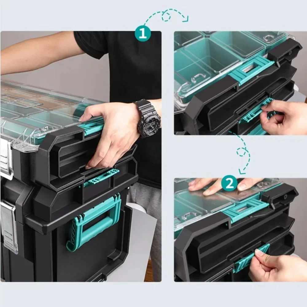 Large Capacity Tool Boxes Multifunctional Professional Electrician Carpenter Work Tools Accessory Household Portable Storage Box 5