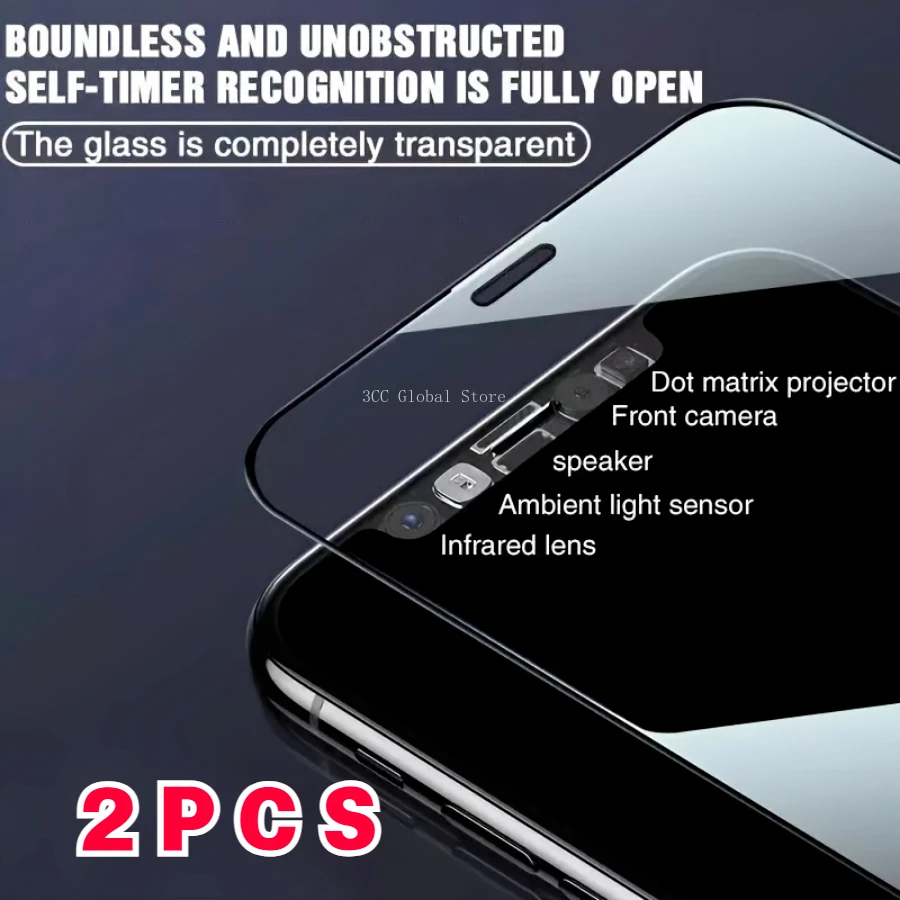 

2pcs Full Cover Screen Protector For IPhone 15 14 13 12 11Pro Max Tempered Glass For IPhone 7 8Plus X XR XS Max