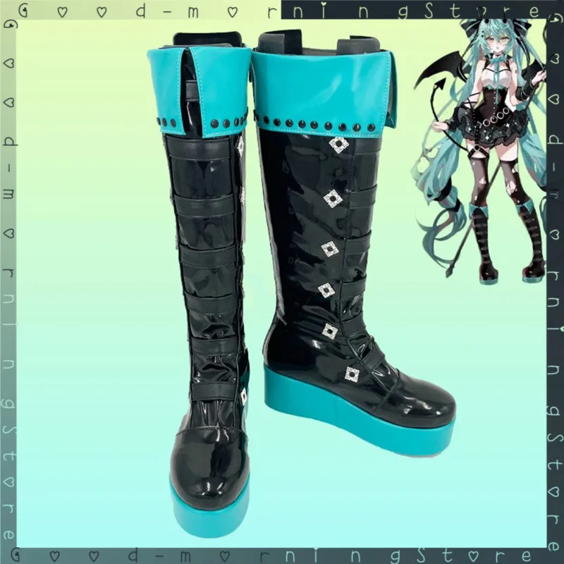 

Miku cosplay shoes straight boots thick-soled girl raccoon prop Halloween Christmas Carnival shoes arbitrary size custom