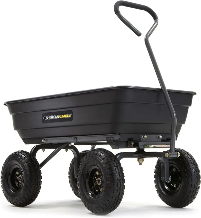 

Gorilla Carts Garden Dump Cart with Steel Frame, Camping Beach Wagon w/Quick Release System, 600 Pound Capacity, & 10 Inch Tires