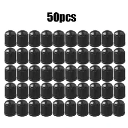 Universal Tire Stem Valve Caps with O - Ring Seal - Durable Dust and Leak Protection (Black 50pcs)