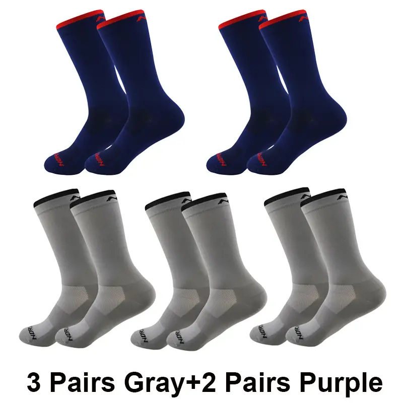 5 Pairs Cycling Socks Men Breathable Mesh Sport Running Socks Racing Road Bicycle Mid Tube Solid Letter Football Bike Socks Man - Image 9