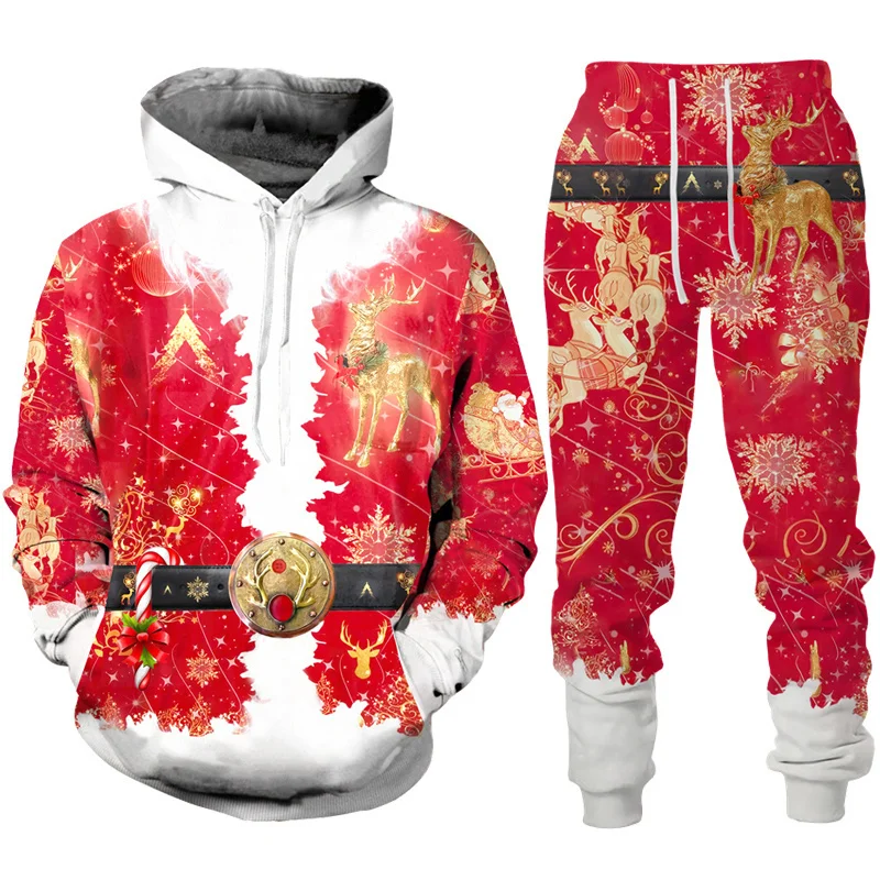 

New Year's Clothes Men/Women Funny Santa Claus 3D Printed Tracksuit Set Fashion Couple Outfits Christmas Party Hoodie/Pants/Suit