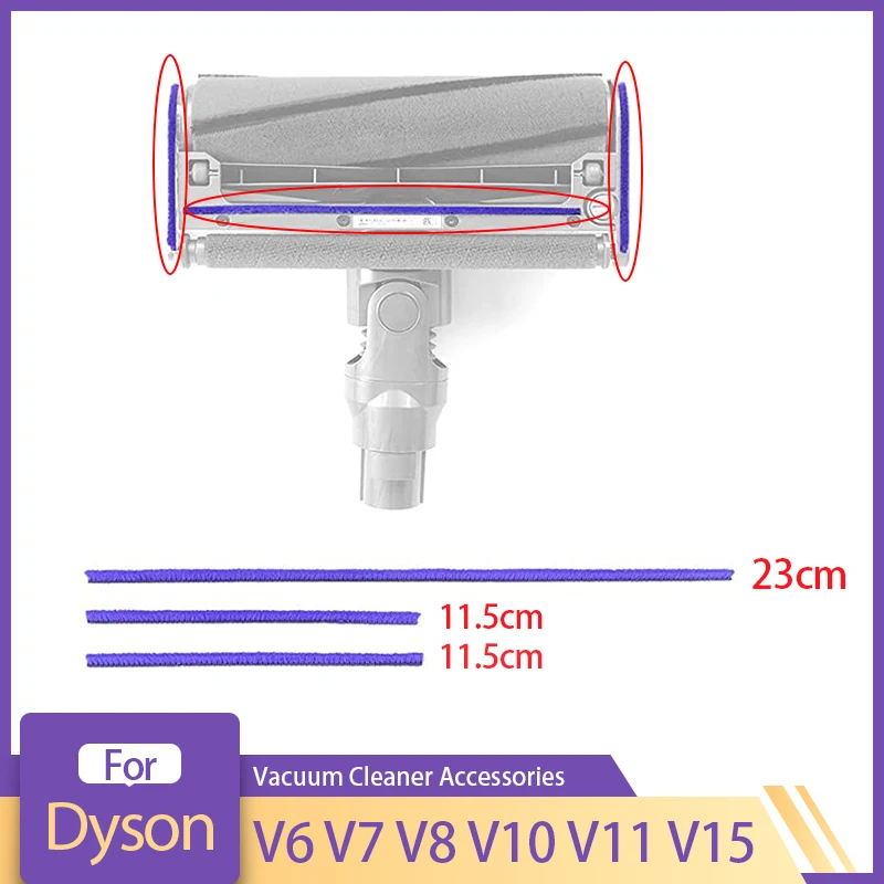 Soft Plush Strips Kit For Dyson V6 V7 V8 V10 V11 V15 Vacuum Cleaner Strips Soft Roller Head Replacement Accessories Spare Parts