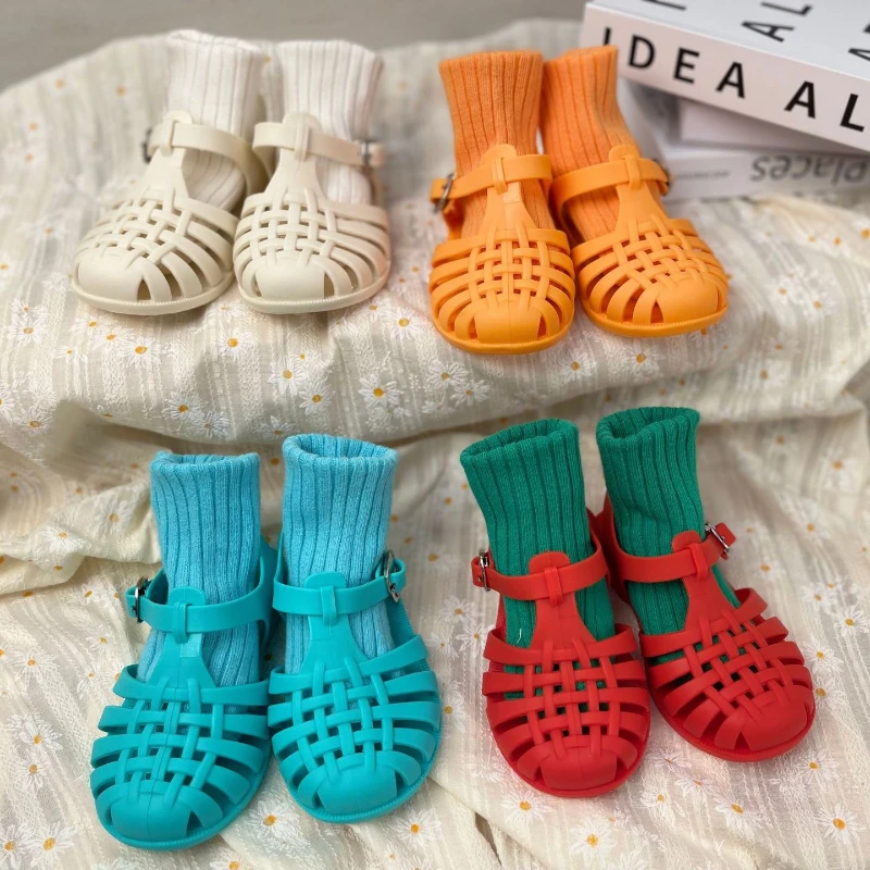 Summer Children Sandals Baby Girls Toddler Soft Non-slip Princess Shoes Kids Candy Jelly Beach Shoes Boys Casual Roman Slippers kids shoes children sandals kids sandals beach shoes