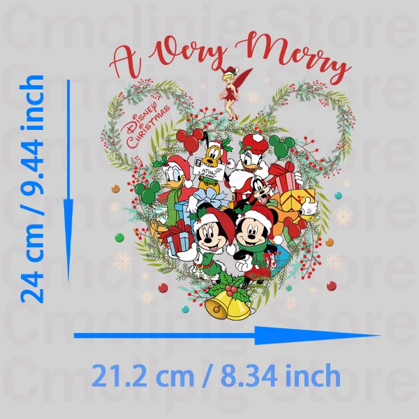 Disney Merry Christmas Mickey and Minnie Mouse patches thermo-stickers for children DIY Sewing Decoration