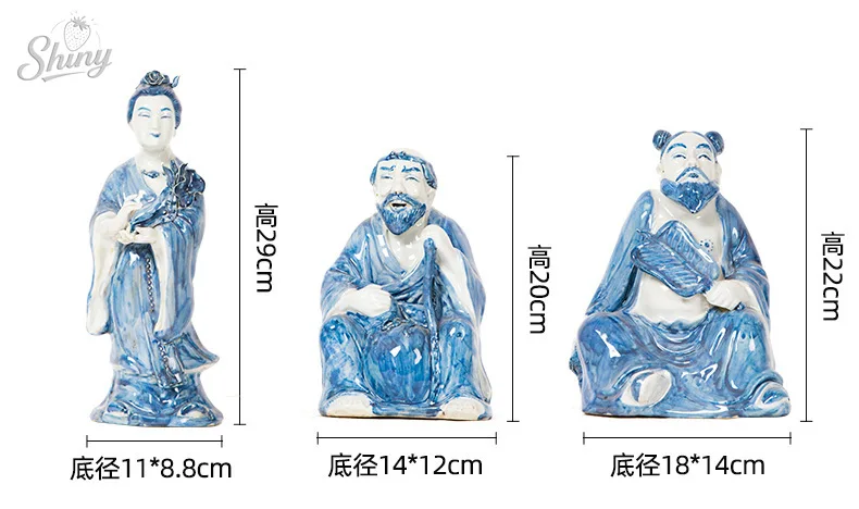 Jingdezhen Handmade Blue and White Porcelain Ceramic Figure