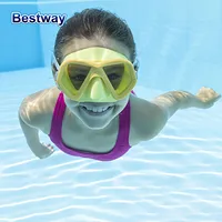 Bestway 22048 3 Colours/1pc Pool Goggles, Glass Diving Goggles, Adult Swimming Goggles with Nose Mask, Professional Snorkelling 1