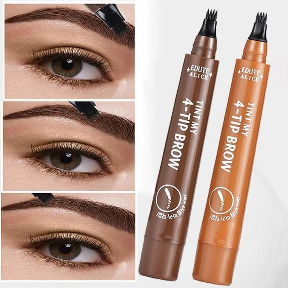 Four-Headed Eyebrow Pencil Waterproof Sweat-Proof Non-Fading Black Brown Liquid Eyebrow Pencil  4-Fork Eyebrow Pencil