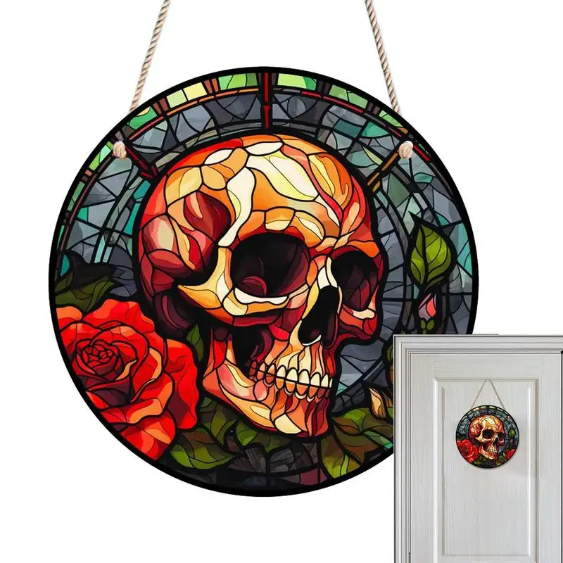 

Halloween Door Sign Skull Horrible Acrylic Flat Halloween Skull Sign Halloween Party Supplies For Garden Porch Balcony Front