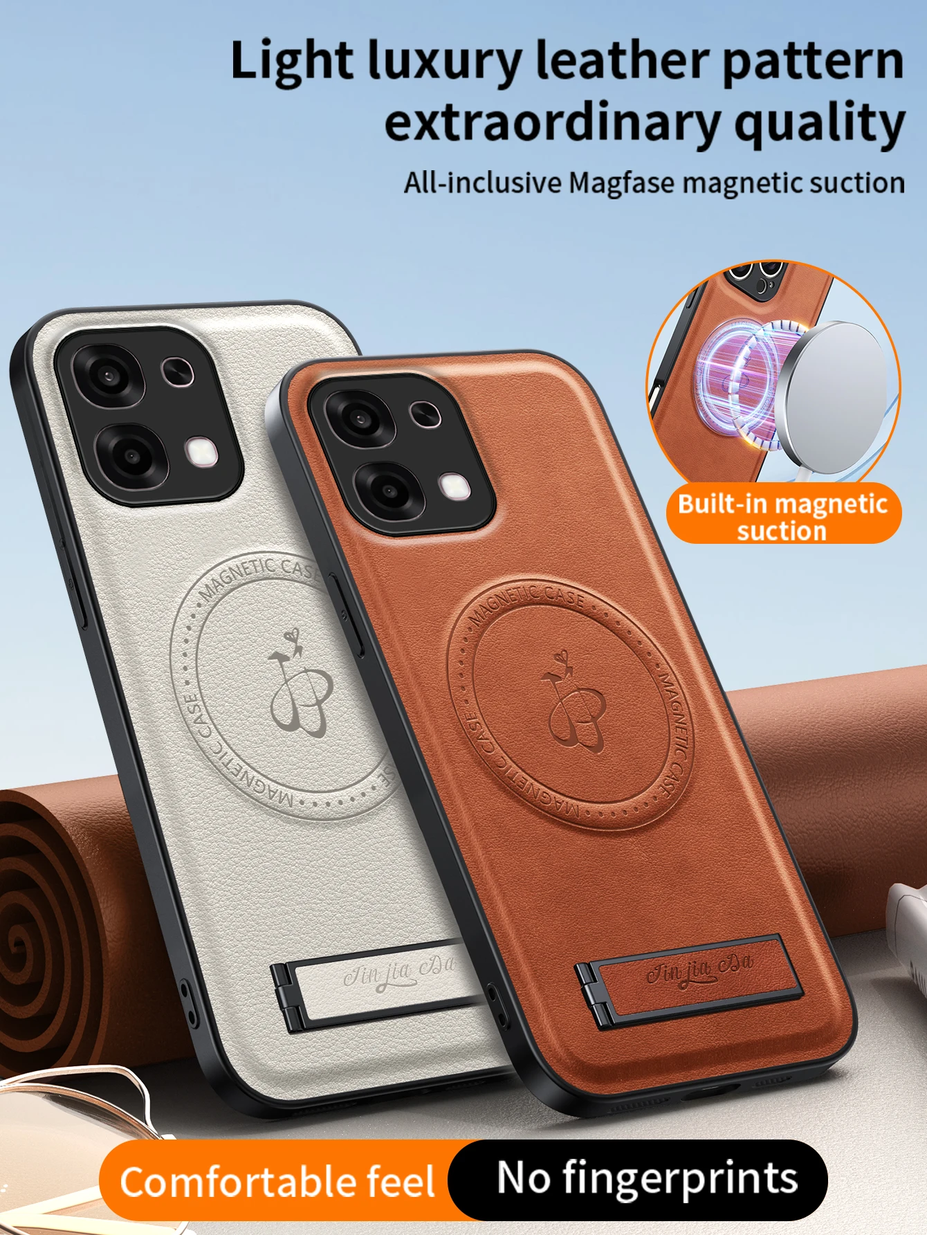 Leather Stand Case with Magnetic Holder and Camera Protector