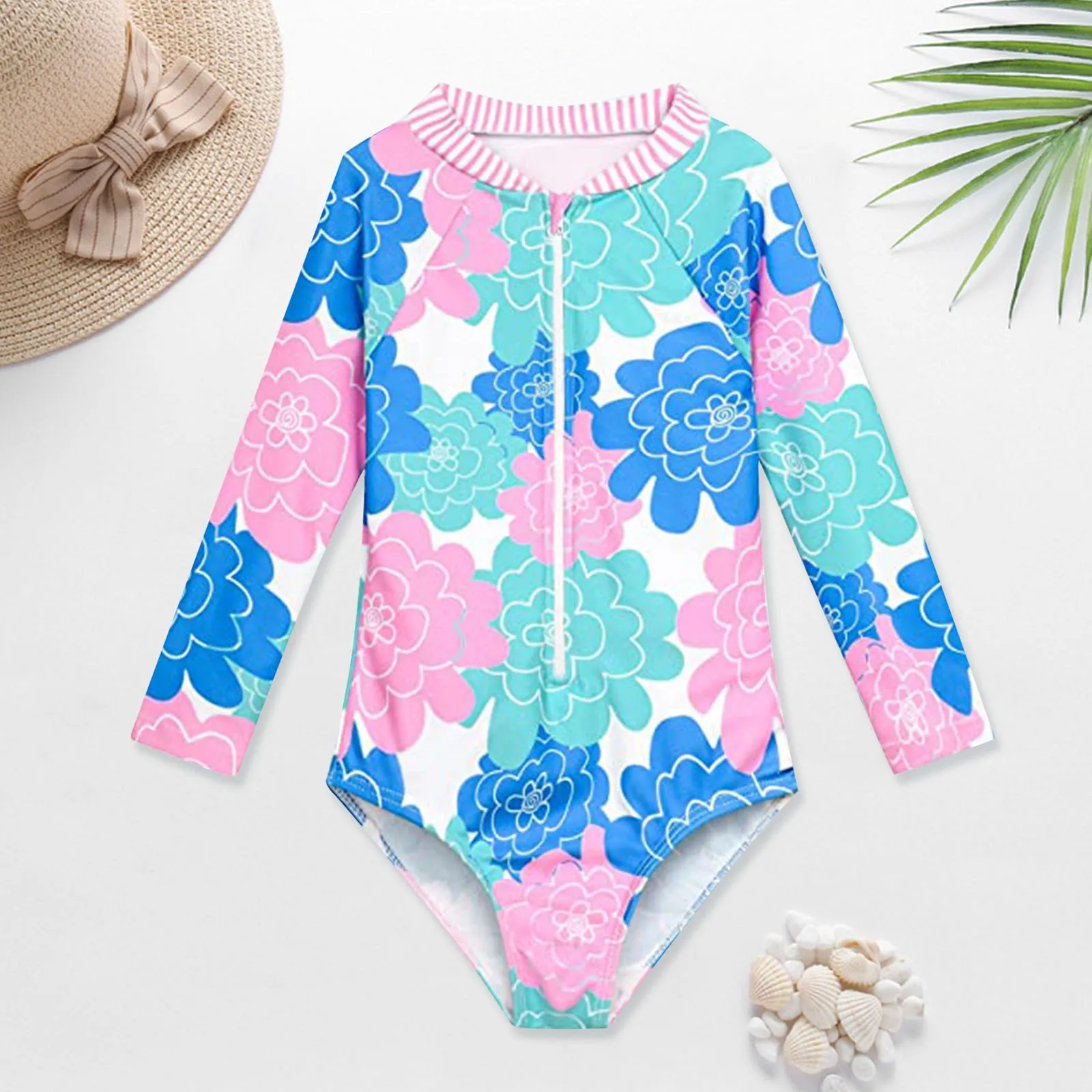 Anime Girl Bathing Suit girls swimwear Baby And Toddler Girls Swimsuit Rash Guard Long Sleeve 1 Piece Zipper Bathing Suits Upf City Thread Girl