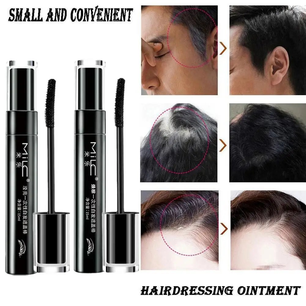 Temporary Hair Color Brush Diy Hair Color Wax Mascara Dye Cream Brown White Up Cover Black One- J1z5