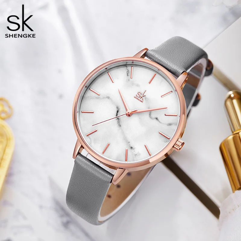 

Watch Steel Women K0137 Rosegold Stainless Emerald Dial Band Watch Marble Surface Reloj Mujer New Original Brand Watch forGirl