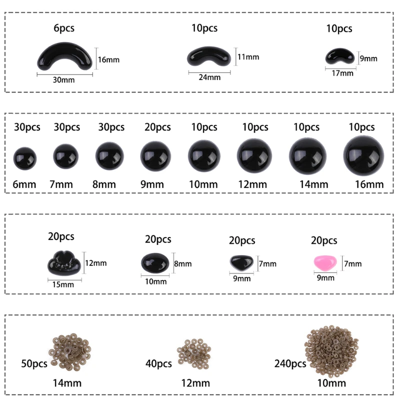 586Pcs DIY Wool Felting Plastic Safety Eyes Kit Noses Doll Making Stuffed Animals Felt Needle Accessories