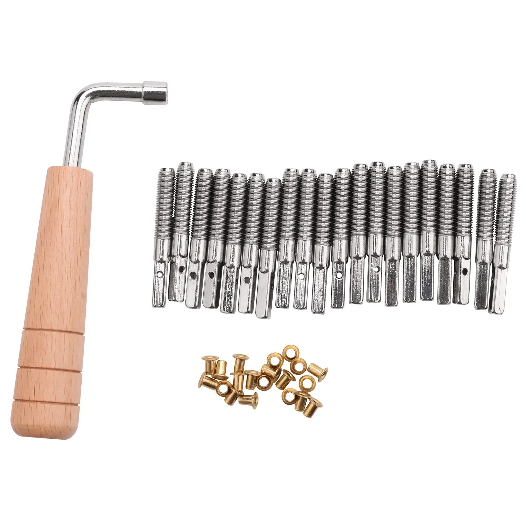 20 Pcs Tuning Pin Nails and 20Pcs Rivets with L-Shape Tuning Wrench for Lyre Harp Small Harp Musical Stringed Instrument lyre harp accessories