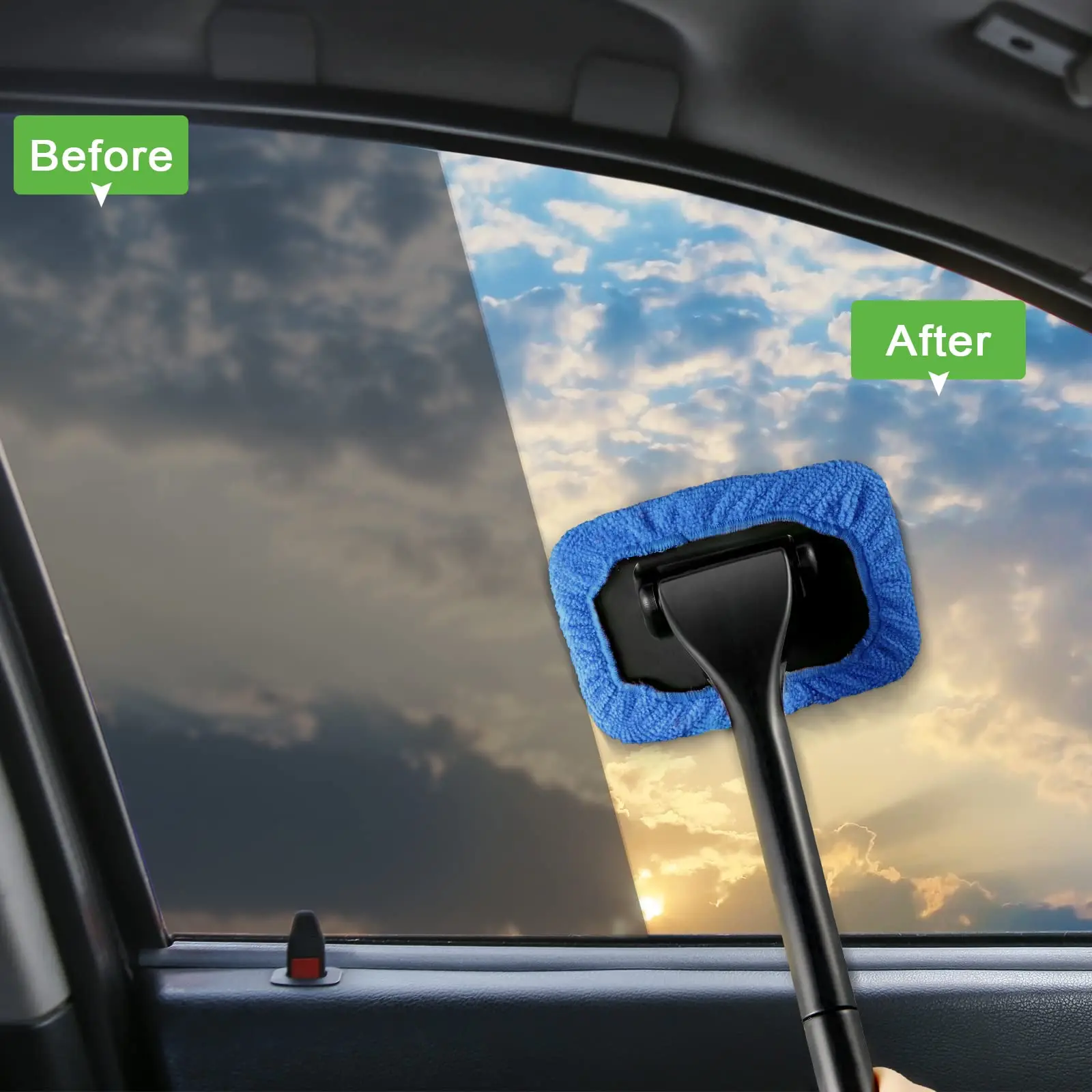 Car Window Cleaner Brush Kit 3pcs Windshield Wiper Microfiber Wiper Cleaner Cleaning Brush Auto Cleaning Wash Tool Long Handle