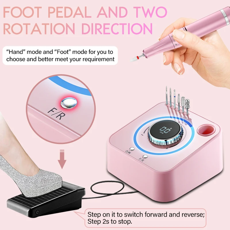 40000RPM Electric Nail Drill Professional Manicure Machine With LCD Display Nails Sander Set Nail Salon Polisher Equipment 5