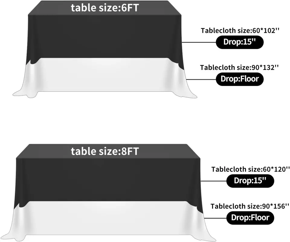 6 Pack Stain Resistant Rectangular Tablecloths