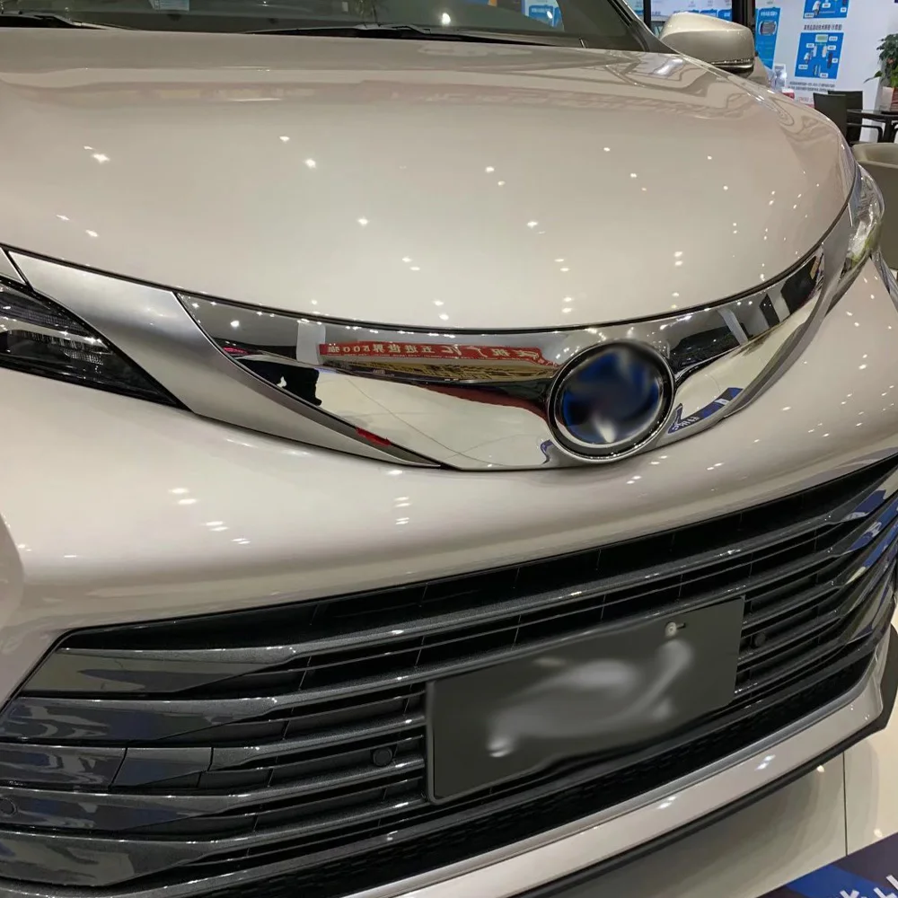 

For Toyota Sienna 2021 2022 ABS Crhome Auto Styling Front Hood Bonnet Grille Grill Bumper Cover Kit Trim Engige Hood Cover Trim