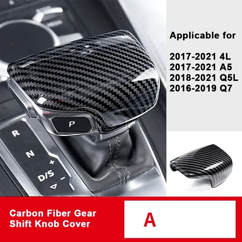 

Automatic Interior Accessories Gear Shift Knob for Audi S6 A5 A6L Q7 Q5L Carbon Fiber Pattern Replacement Plastic Button Cover