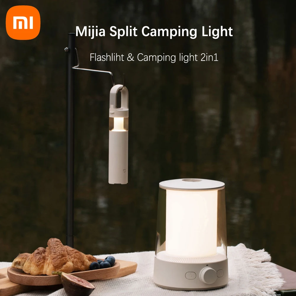 

Xiaomi Mijia Split Camping Lights Flashlight 2in1 Ambient Light Smart Desk Lamp Dimming Rechargeable IP54 Waterproof Mihome App