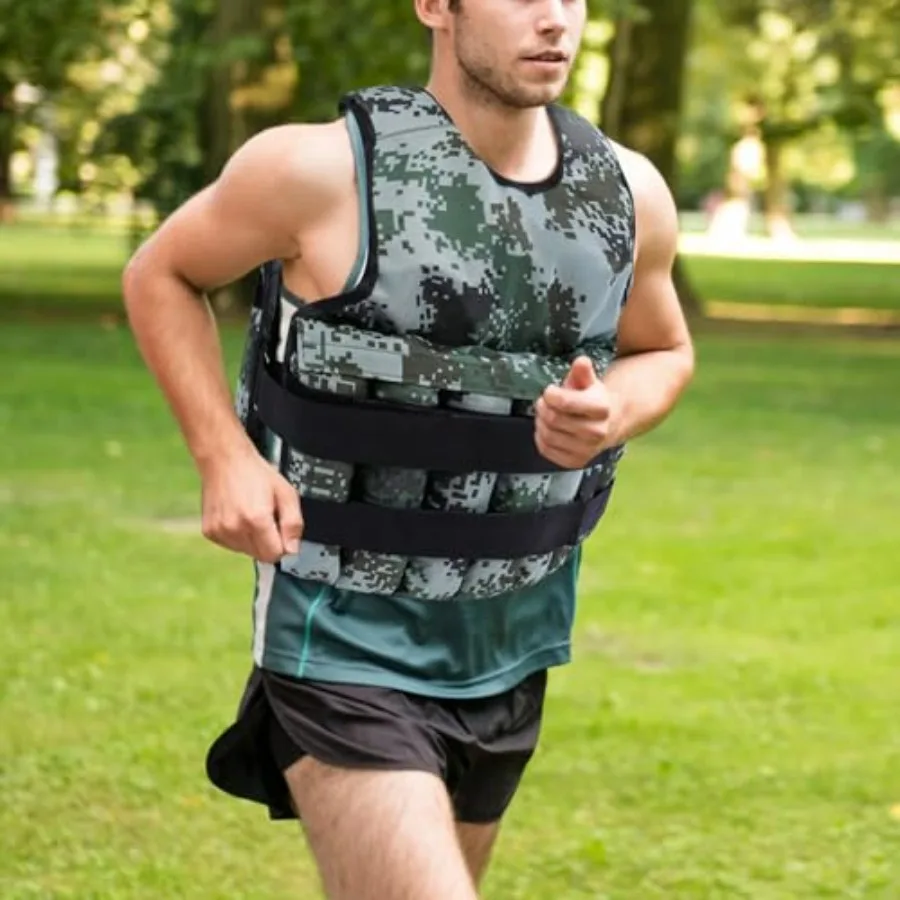 110lb Max Load Weighted Vest with Fastener Tape for Strength Training and Sport Running Adjustable Body Weight Vest for Men and