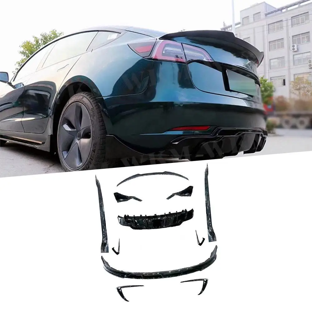 

Carbon Fiber ABS for Tesla Model 3 Car Bodykit Front Bumper Lip Rear Diffuser Side Skirts Rocker Panels Rear Spoiler