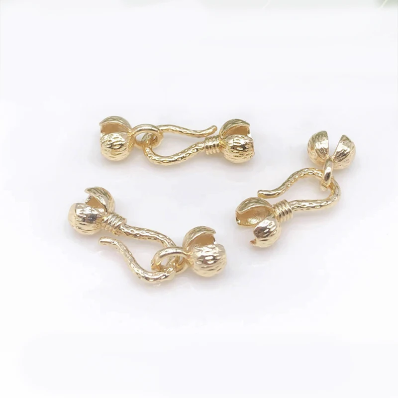 4Sets Brass Ends Hook and Eye Fancy Crimp End Caps.Jewelry Fastener Cord  Connector Clasp for Diy Necklace Bracelet Making - AliExpress