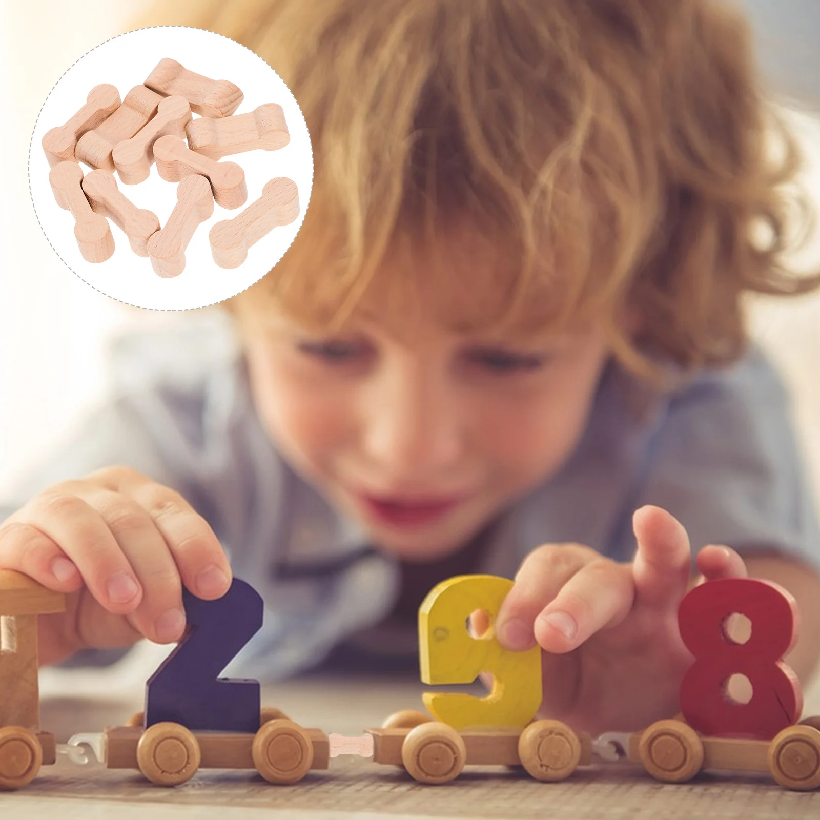 10 Pcs Toys Wooden Dog Bone Shape Train Track Connector Party Railway Buckle Model DIY Modeling Children micro connector